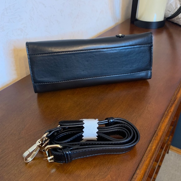 NY&C Black Handbag With Gold-Toned Hardware and Flowers Accent - Picture 10 of 12